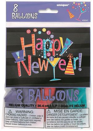 New Year Count Balloons 8pk