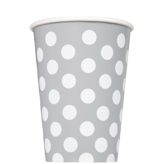 Dot Paper Cups Silver 6pk