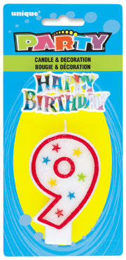 Glitter No 9 Cake Candles