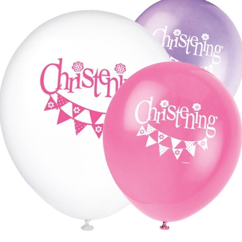 Pink Christening Balloons 8pk
