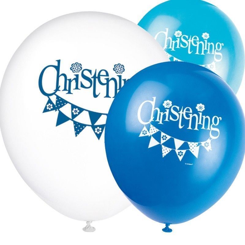 Blue Christening Balloons 8pk