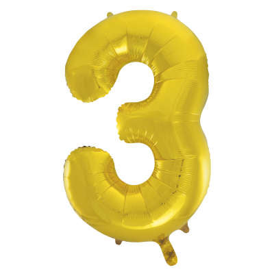 Num 3 Gold 34" Balloon