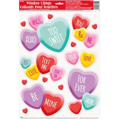 Candy Hearts Window Clings