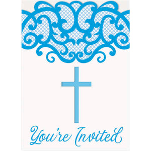 Blue Cross Invitations 8pk