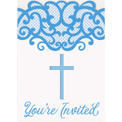 Blue Cross Invitations 8pk