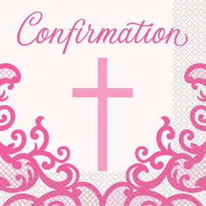 Confirmation Pink Napkins 16pk