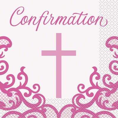 Confirmation Pink Napkins 16pk