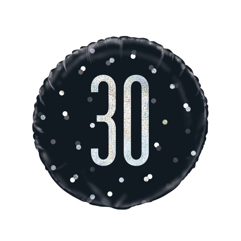 Glitz Black 30th 18" Balloon