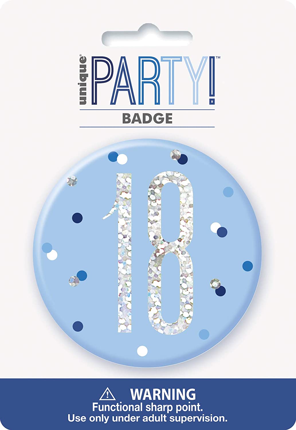 Glitz Blue 18th Badge 3"