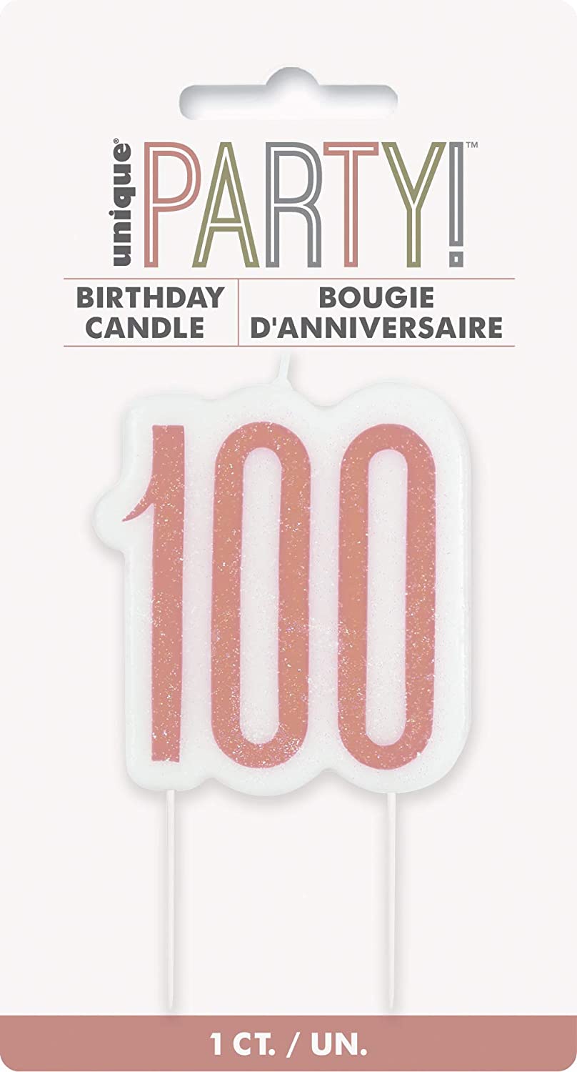 Glitz Rgold Candle 100th Bday