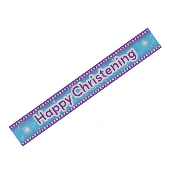 Happy Christening Blue Banner
