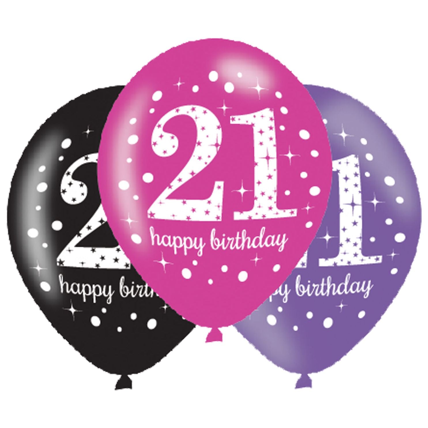 Pink Sparkl 21st Balloons 6pk