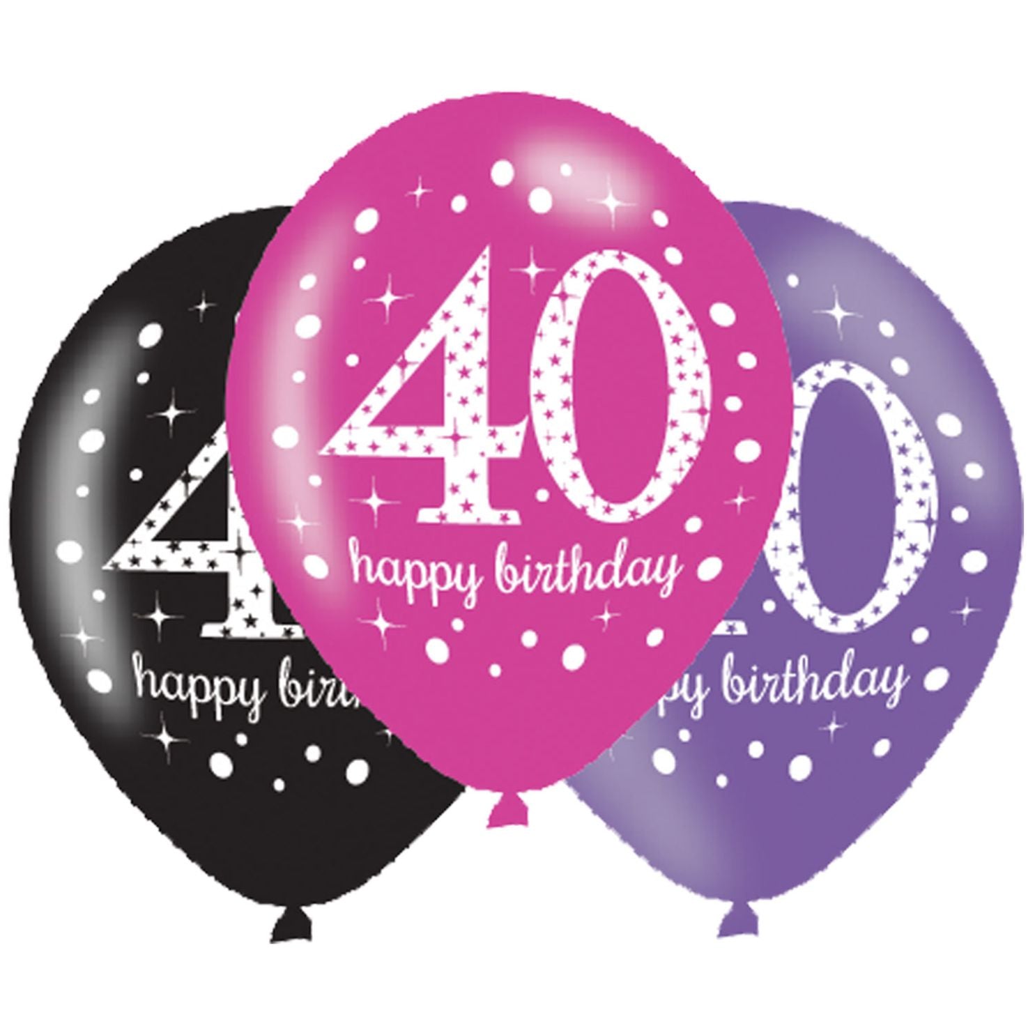 Pink Sparkl 40th Balloons 6pk