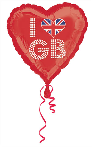 Red I (Heart) GB Foil Balloon