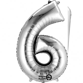 Num 6 Silver Large balloon