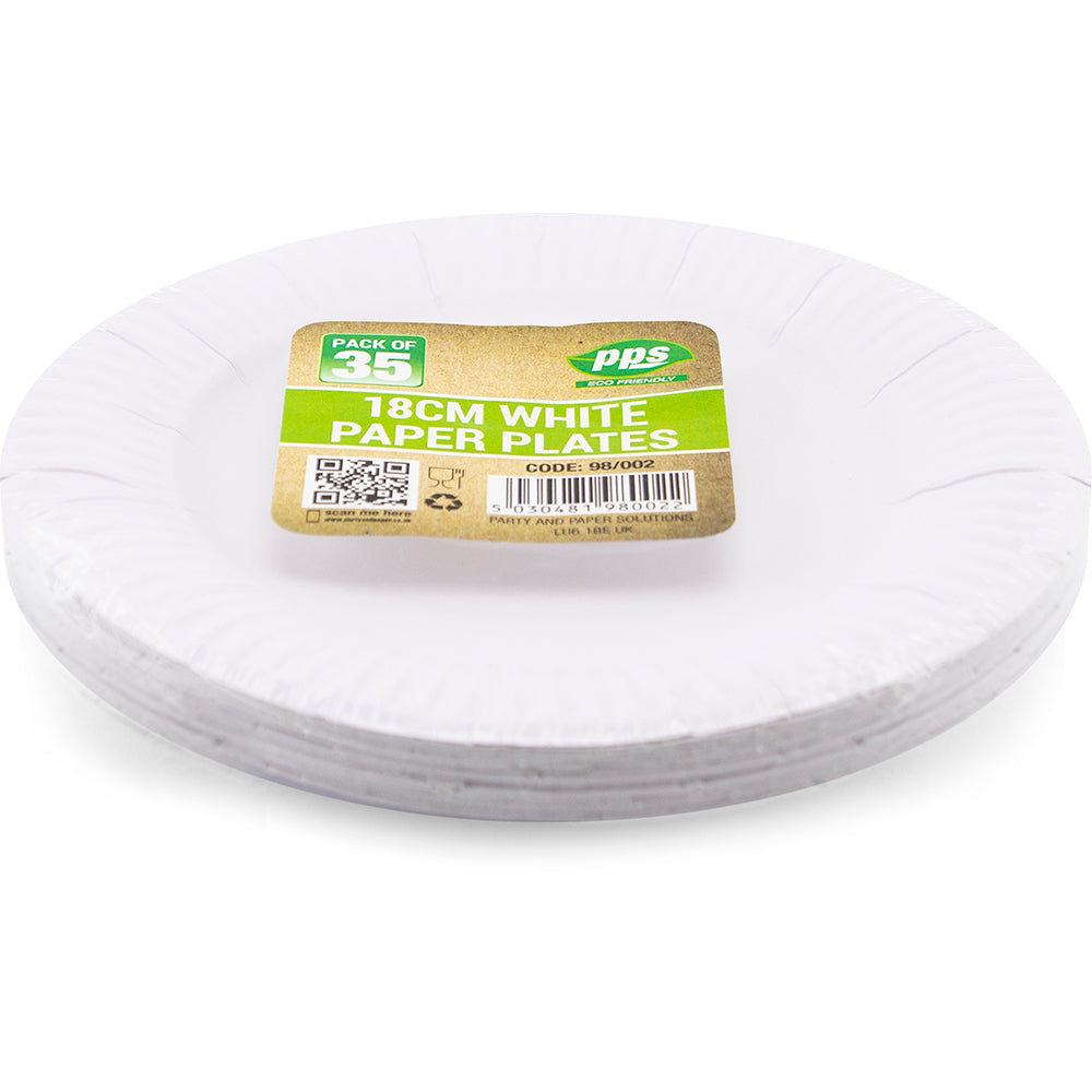 PK40 18CM WHITE PAPER PLATES