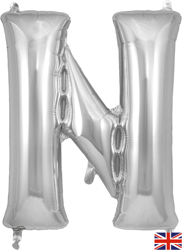 Letter "N" Silver Balloon 34"