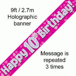 Pink 10th Birthday Banner 9ft