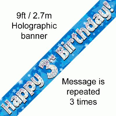 Blue 3rd Birthday Banner 9ft
