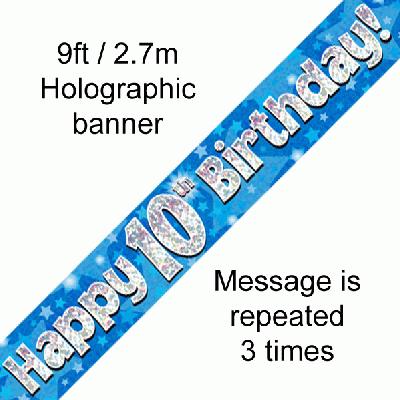 Blue 10th Birthday Banner 9ft