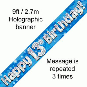 Blue 13th Birthday Banner 9ft
