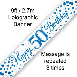 Banner 50th Birthday Fizz Blue