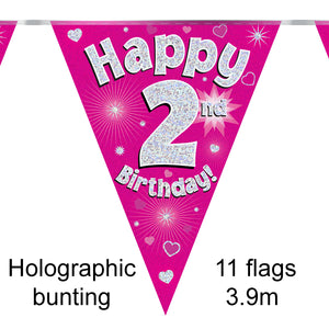 2nd Birthday Pink Bunting 3.9m