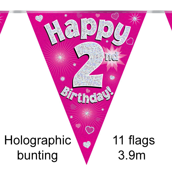 2nd Birthday Pink Bunting 3.9m