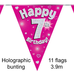7th Birthday Pink Bunting 3.9m