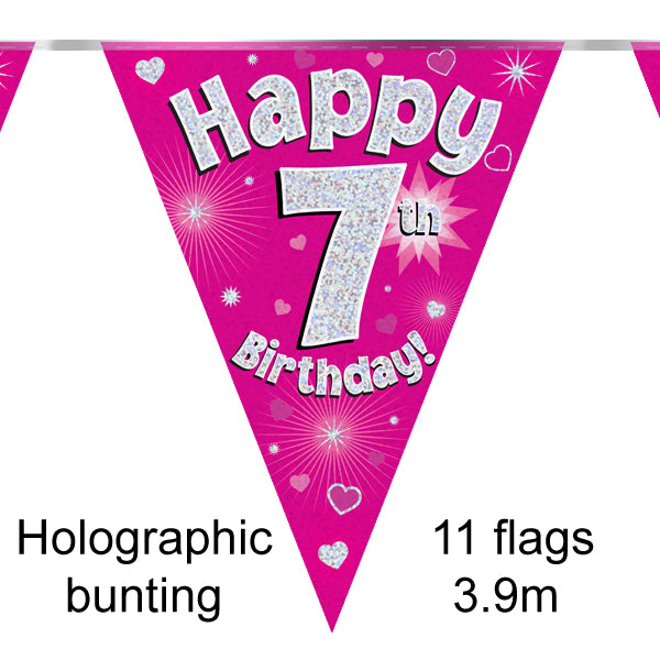 7th Birthday Pink Bunting 3.9m