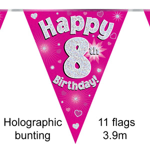 8th Birthday Pink Bunting 3.9m
