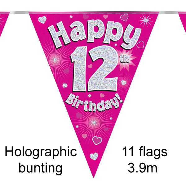 12th Bday Pink Bunting 3.9m