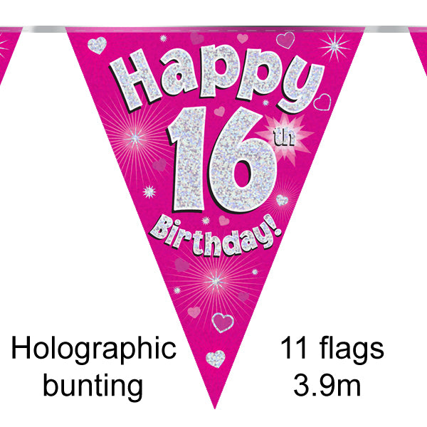 16th Bday Pink Bunting 3.9m