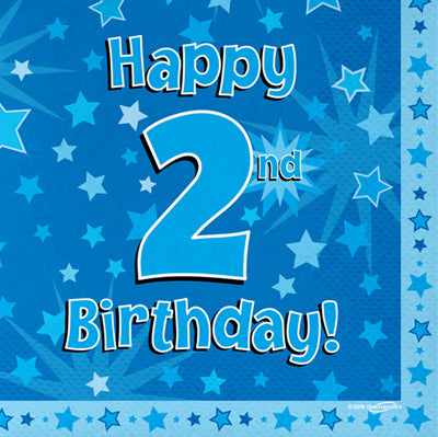 Blue 2nd Birthday Napkins 16pk