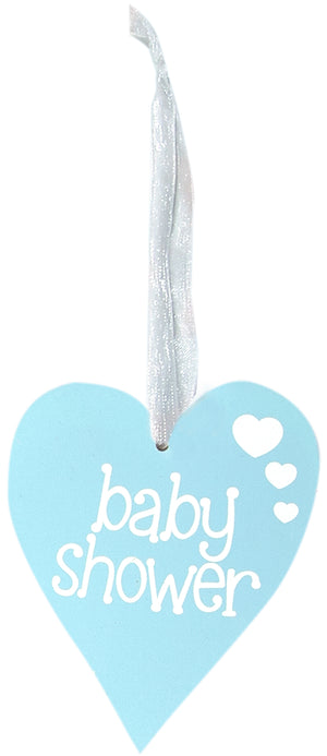 Baby Shower Wood Heart Blue