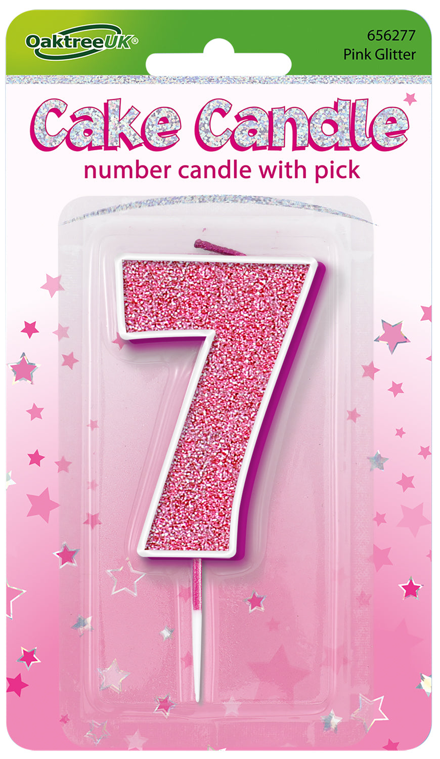 No.7 Candle 7.5cm Pink/Silver