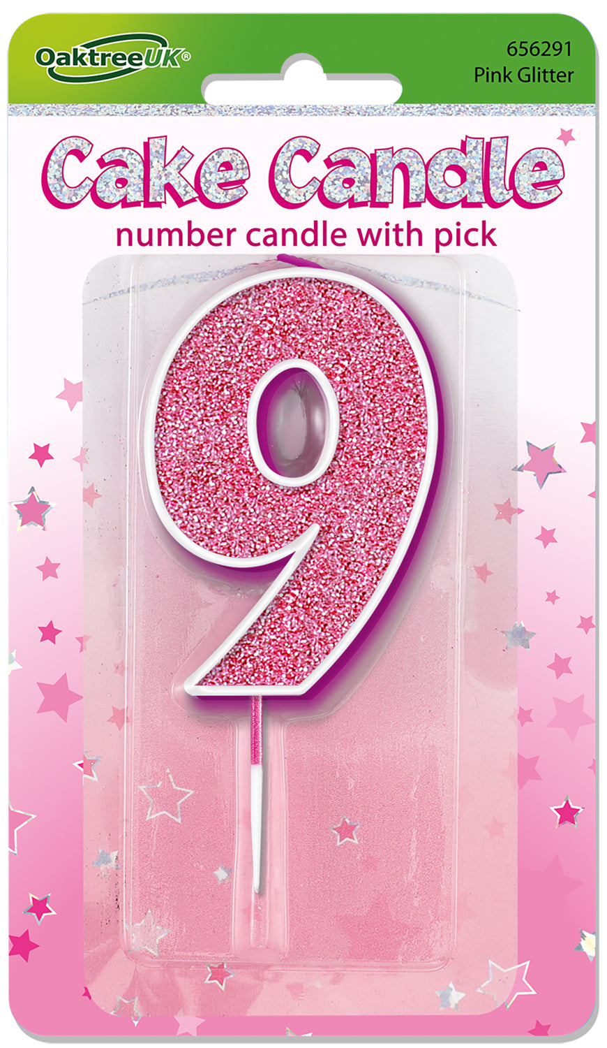 No.9 Candle 7.5cm Pink/Silver