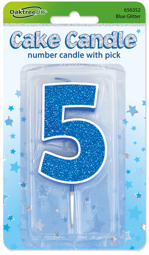 No.5 Candle 7.5cm Blue/Silver