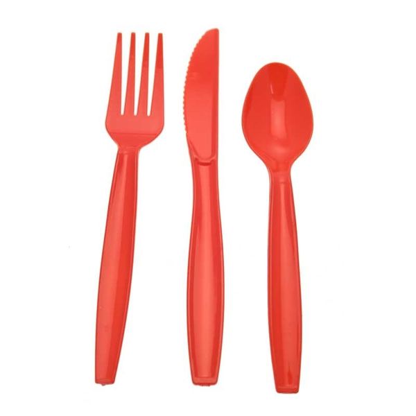Plastic Cutlery red 18pk
