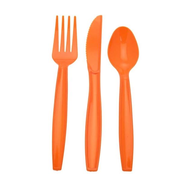 Plastic Cutlery Orange 18pk