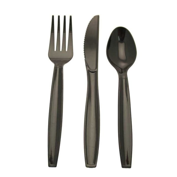 Plastic Cutlery Black 18pk