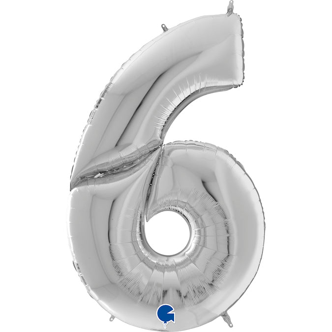 Num 6 Silver Giant 64" Balloon