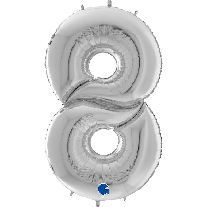 Num 8 Silver Giant 64" Balloon