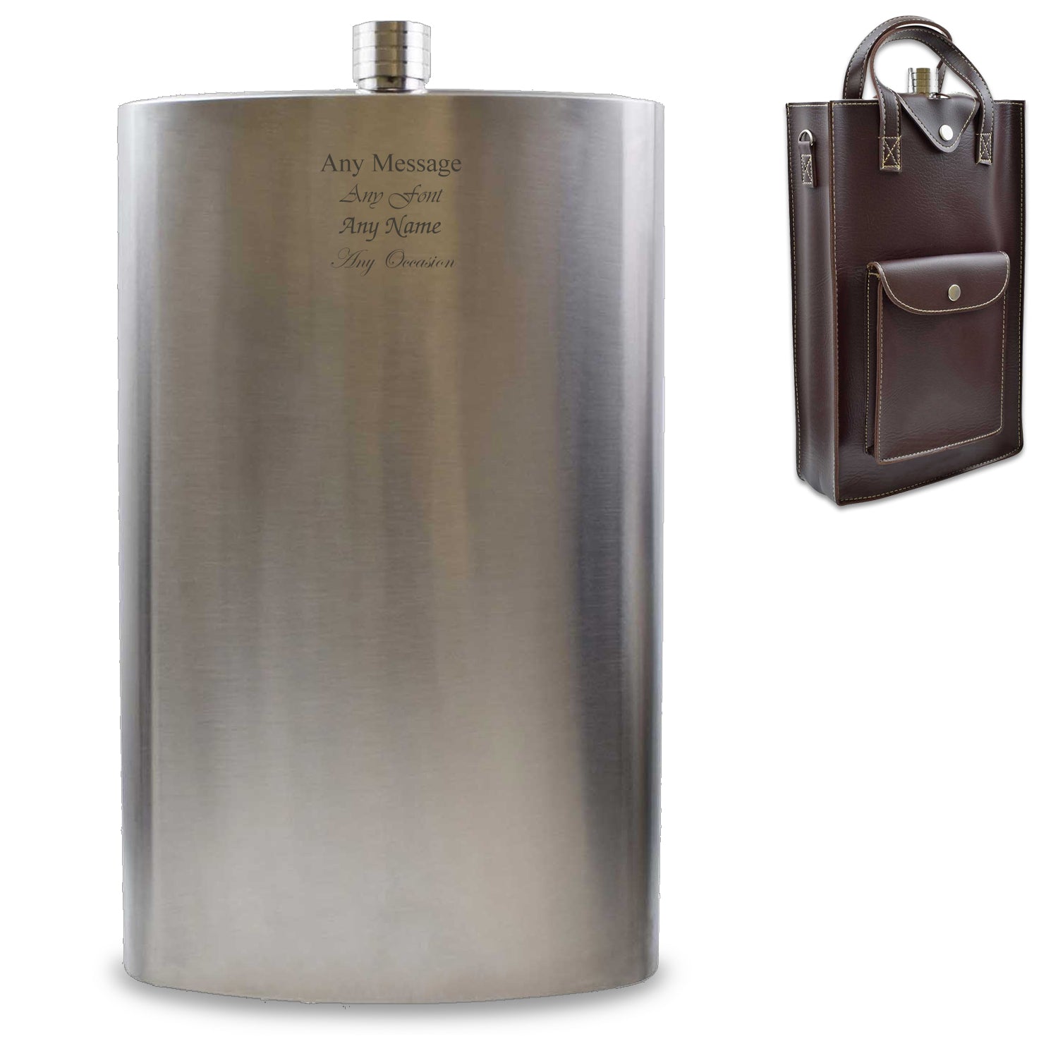 Giant Hip Flask - Fiaschetta Gigante In Acciaio Inox | Capacità Oltre 3 Pinte | Altezza 30 Cm | Finitura Spazzolata