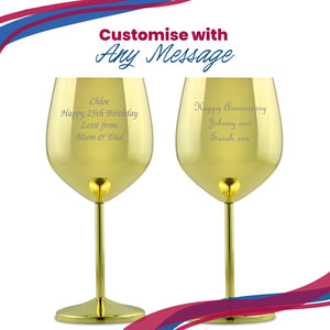 Engraved Gold Metal Wine Glass Image 5