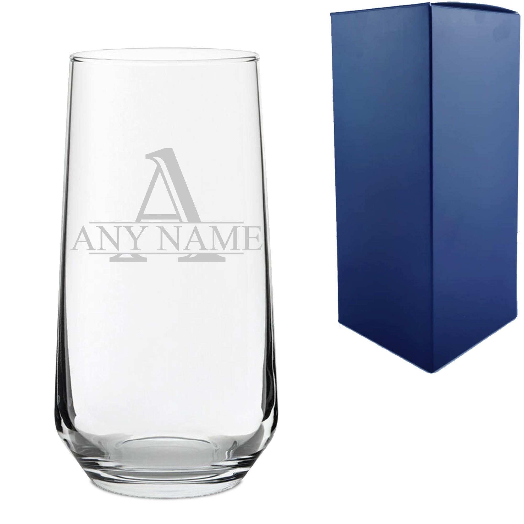 Engraved Allegra 16.5oz Hiball Glass with Initial and Name Design Image 1