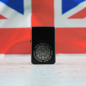 Engraved Commemorative Coronation of the King Black Lighter Image 3