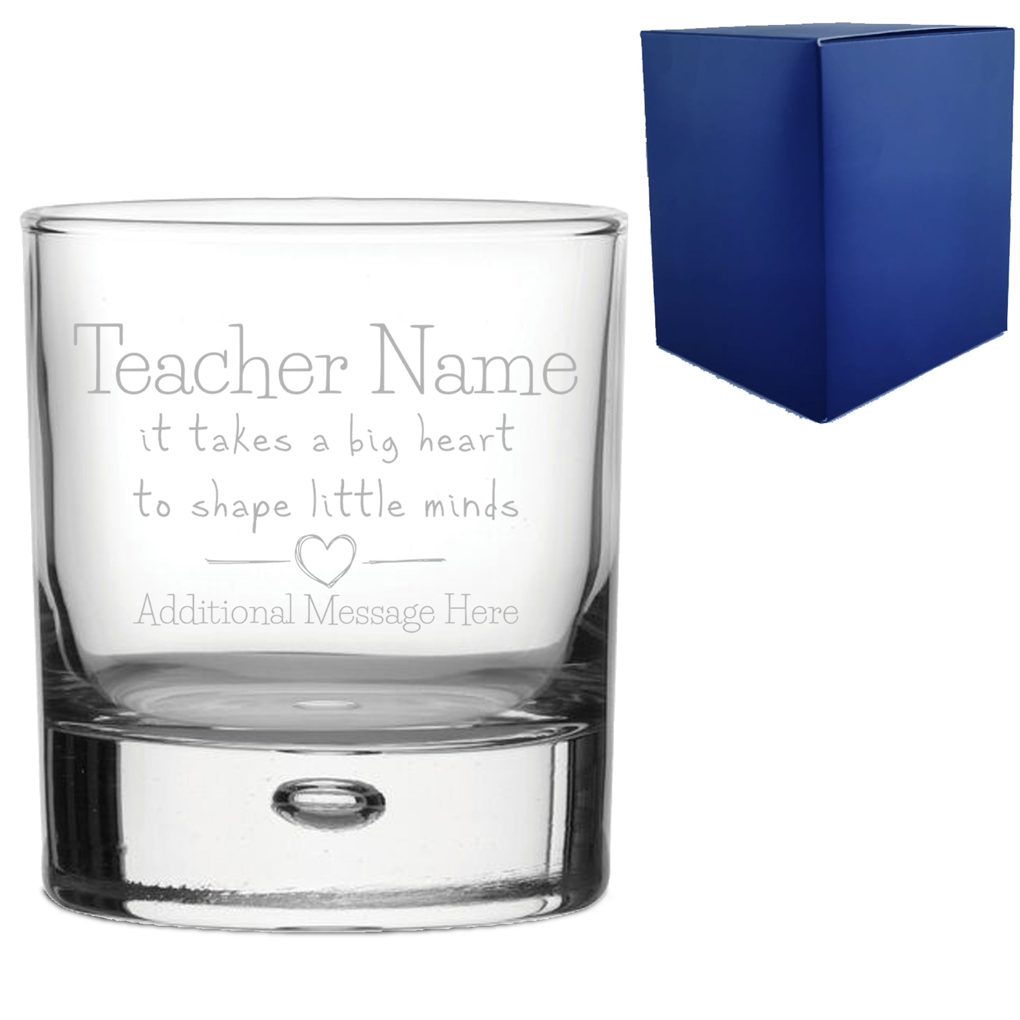 Engraved Whisky Glass with A Big Heart shapes Little Minds Design Image 1