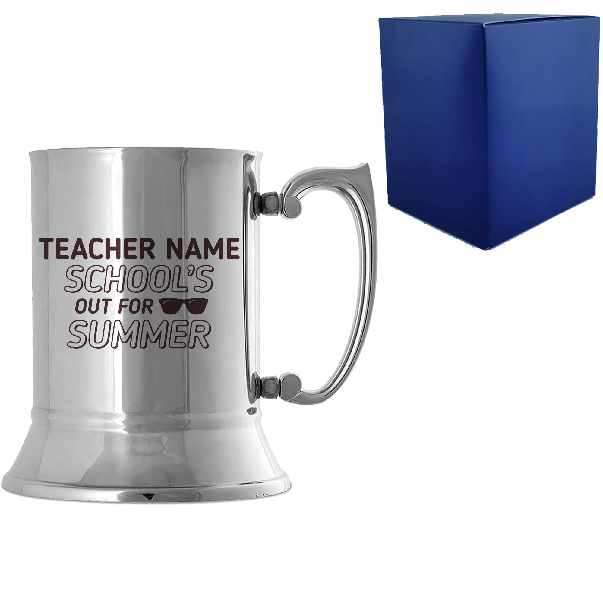 Engraved Teacher Metal Tankard with School's Out For Summer Design Image 1