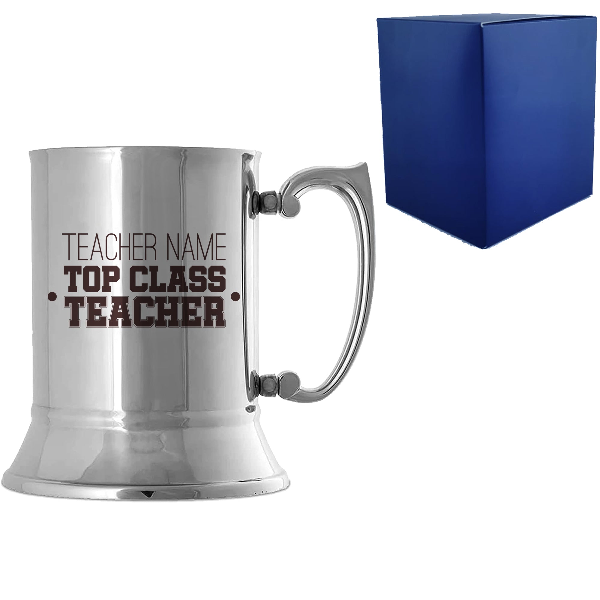 Engraved Teacher Metal Tankard with Top Class Teacher Design Image 1